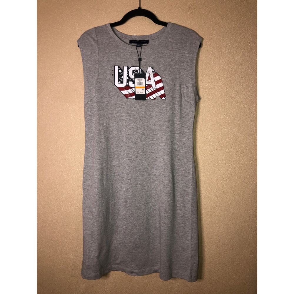 Tommy Hilfiger Americana "USA" Baddie Y2K Sport Leisure Cap Sleeves Jersey Dress